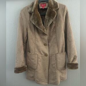 Vintage ESPRIT Faux Suede Faux Fur Coat Size S